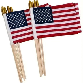 12 Pack American Flags on Stick US Flags for Outside 8x12 inch American Hand Held Stick Flags with Kid Safe Spear Top, Patriotic Veterans Day Decorations, 4th of July Decorations