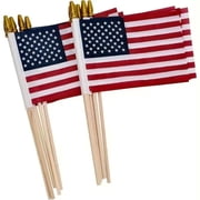 12 Pack American Flags on Stick US Flags for Outside 8x12 inch American Hand Held Stick Flags with Kid Safe Spear Top, Patriotic Veterans Day Decorations, 4th of July Decorations