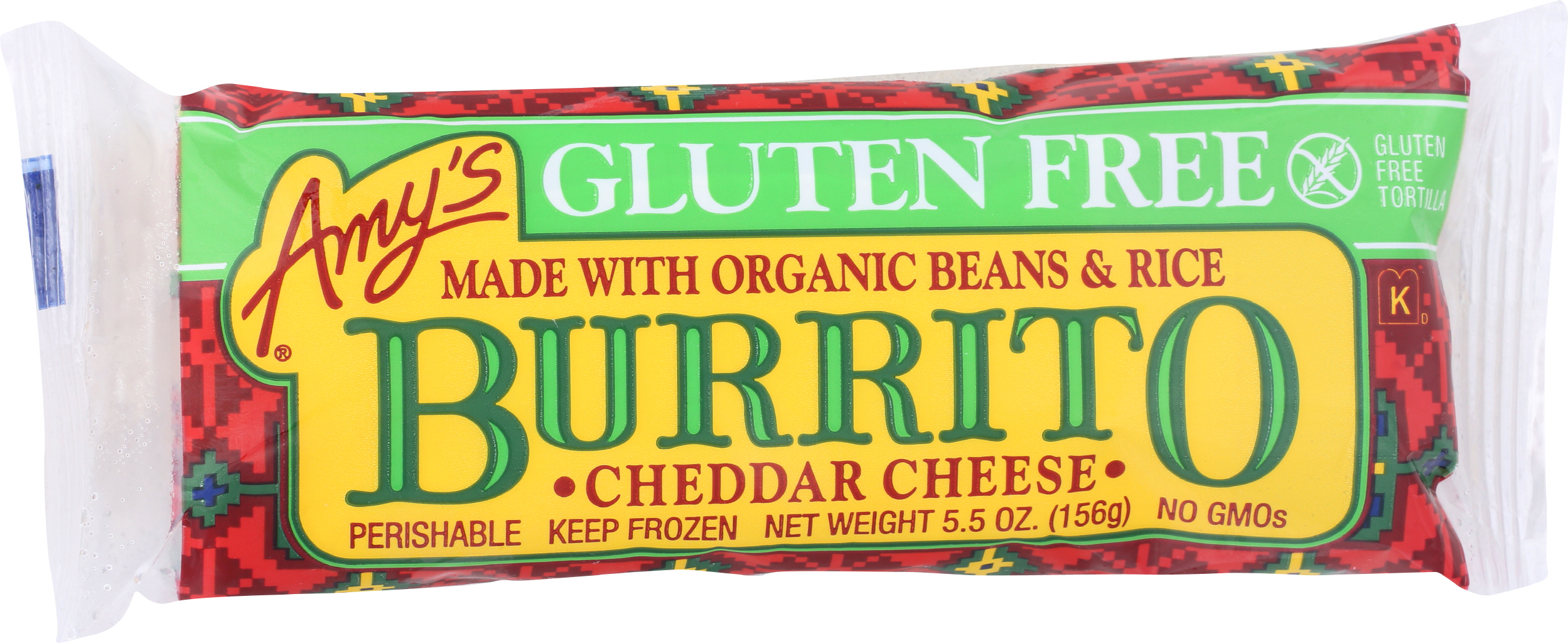 (12 Pack) Amy's Gluten Free Cheddar Cheese Burrito, Made with Organic