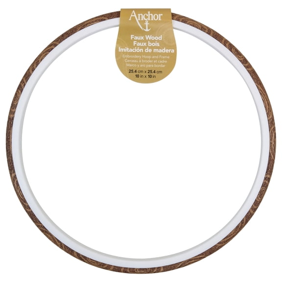 12 Pack: Anchor 10" Faux Wood Round Embroidery Hoop & Frame