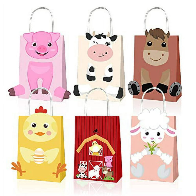 12 Pack Animal Party Favor Bags Treat Goodie Bags For Kids Birthday Party  Farm Animals Bags Animal Candy Treat Bags Jungle Safari Theme Party  Supplies