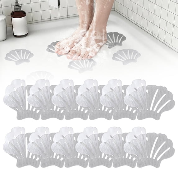 12 Pack Anti Slip Bathtub Stickers, Shower Floor Non Slip Stickers, Textured Shower Floor Adhesive Tub Floor Grip Stickers for Shower Bathtub Stairs Pool