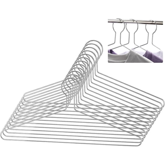 12 Pack Anti-Theft Security Hangers 17 Inch Heavy Duty Chrome Metal Hanger Closed Loop Suit Hook Suitable for Suits Coat Jacket for Hotels Retail Rvs Stores Gyms (Silver,Classic)