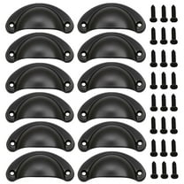 12-Pack Antique Brass Cup Pulls - Classic Cabinet Handles for Drawers, Doors, Wardrobes - Brushed Finish, Comfort Grip, Includes Mounting Screws - Furniture Hardware for Kitchen, Bathroom, Bedroom