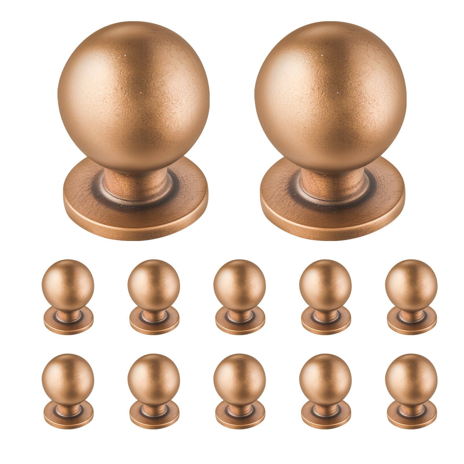 12 Pack Antique Brass Zinc Alloy Cabinet Knobs 0.98 Inch Round Drawer Pulls Door Handles with Screws for Kitchen Bathroom Closet Dresser Cupboard