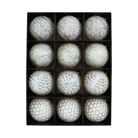12-Pack Antique Christmas Ball Ornaments – Vintage Hanging Tree Decorations Set with Loop, Boxed Baubles for Holiday Party & Gift Use