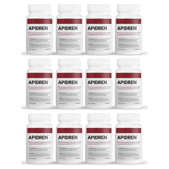 12 Pack Apidren Extra Strength Thermogenic Fat Burning Formula-60 Capsules x12