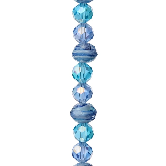 Bead Landing Aqua Mix Glass Faceted Beads, 12 Pack