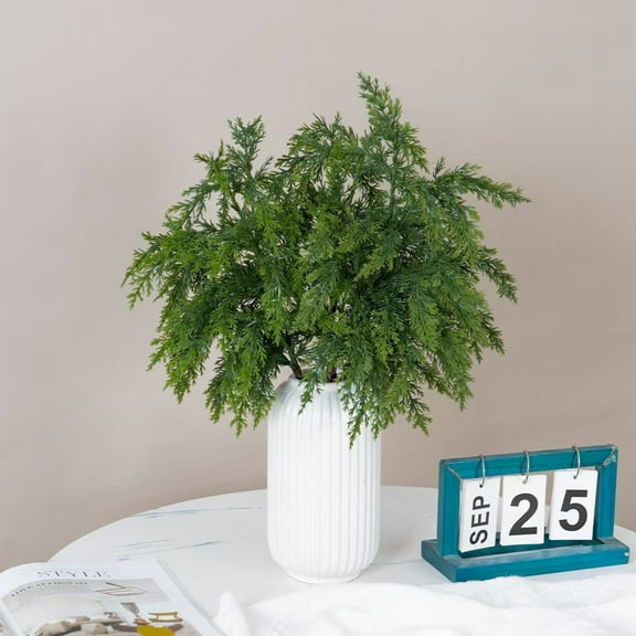 12-Pack Artificial Cedar Greenery Bundles, Suitable For Home And Tabletop Decoration, Dining Room Living Room And Event Styling, Versatile Accents For Kitchen Bedroom Or Seasonal
