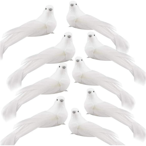 12 Pack Artificial Christmas Dove Birds Clip on Tree Ornaments White Feather Birds Ornaments DIY Craft for Wedding Decoration Party Accessories