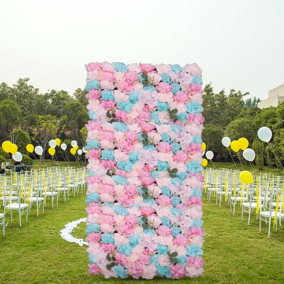 12-Pack Artificial Flower Wall Panels 15.7x23.6x7.9in Colorful Silk Floral Backdrop with 3D Flowers & Pinhole Lock Design