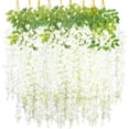 thumbnail image 1 of 12 Pack Artificial Flowers Silk Wisteria Vine Ratta Hanging Flower (Red), 1 of 5