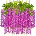 thumbnail image 1 of 12 Pack Artificial Flowers Silk Wisteria Vine Ratta Hanging Flower (Red), 1 of 5