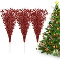 thumbnail image 1 of 12 Pack Artificial Glitter Berry Stem Ornaments, 17in Christmas Decorations Picks Glittery Bead Sticks Branches for Christmas Tree Decor DIY Wreath Crafts Home Decor, Red, 1 of 6