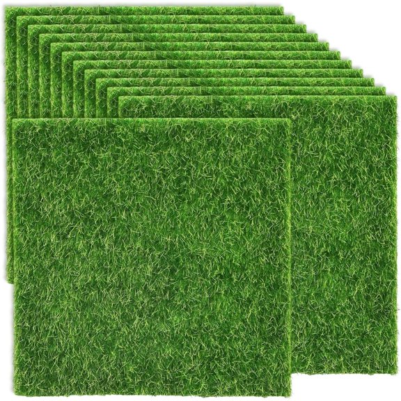 12 Pack Artificial Grass 5.9 x 5.9 Inch Artificial Grass Turf Tile, Professional DIY Grass Mat, Potty Training Rug And Replacement Artificial Grass Turf Outdoor Rug Patio Lawn Fruit Fairy Decoration