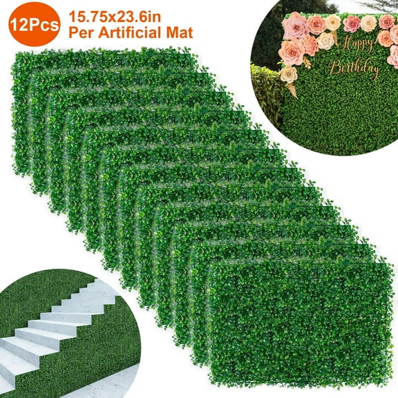 Moclever 12 Pack Artificial Grass Mat Squares, 15.75x23.6 in Fake Turf Tiles for Balcony and Patio Decor Dog Potty-Pads or Indoor Flooring Decor