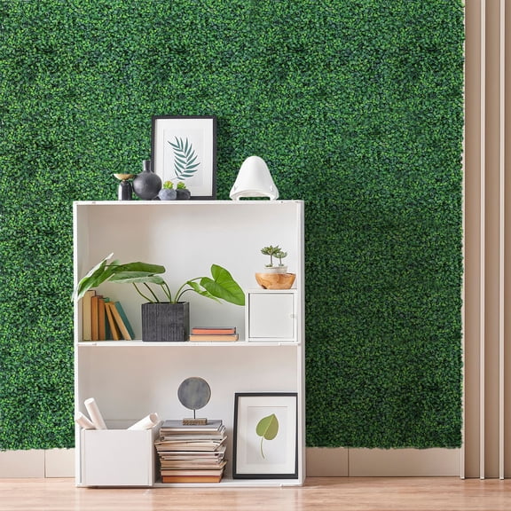 12-Pack Artificial Hedge Panels, 16"x12" Milan Leaf Privacy Screen for Indoor & Outdoor Wall Decor, Green