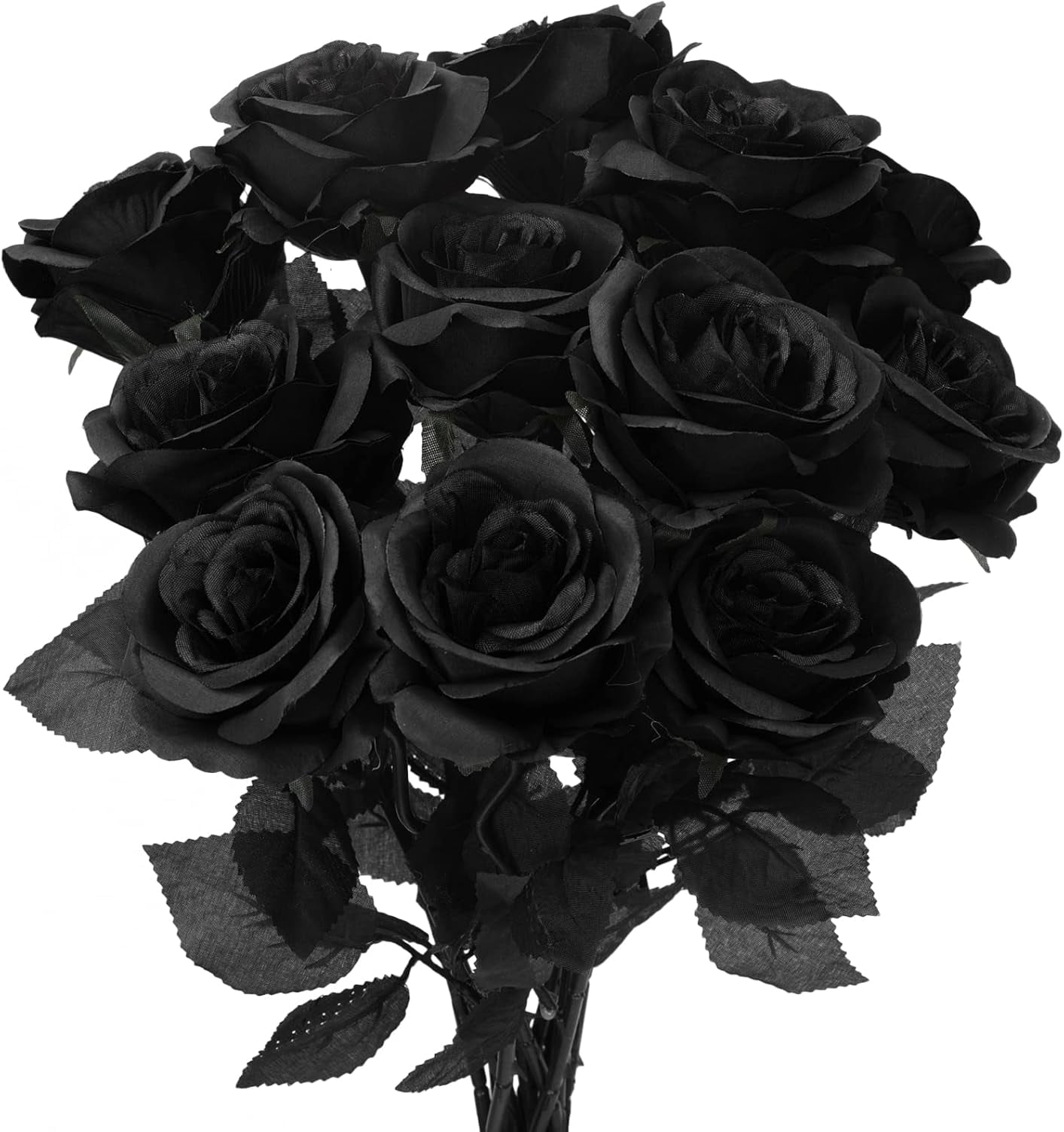 12 Pack Artificial Silk Roses Black Rose Flowers Lifelike Romantic Fake ...
