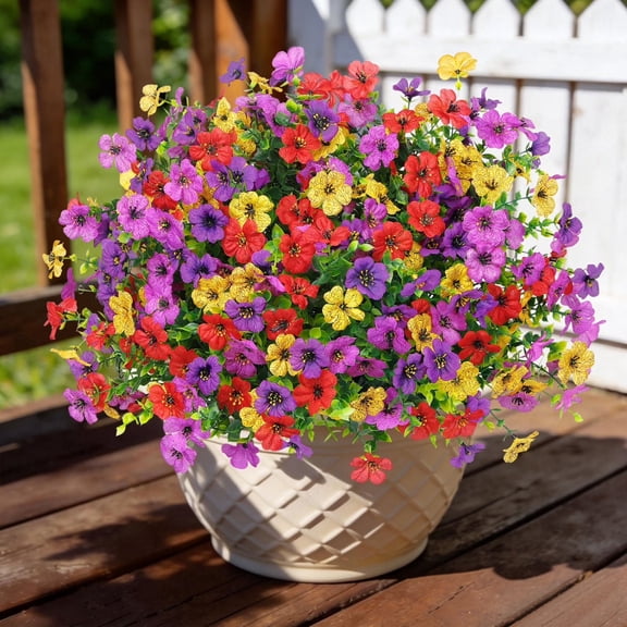 12 Pack Artificial Silk Violets Outdoor Decor Fade Resistant UV Proof Faux Flowers for Garden Porch Window Display
