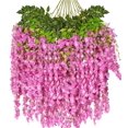 thumbnail image 1 of 12 Pack Artificial Wisteria Vine Fake Wisteria Hanging Garland Silk Long Hanging Bush Flowers String Home Party Wedding Decor, 1 of 6