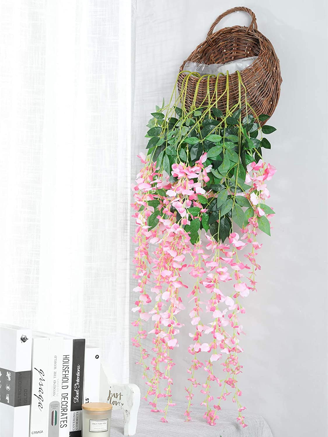 12 Pack Artificial Wisteria Vines 3.6ft Triple Stem Ratta Faux Wisteria ...