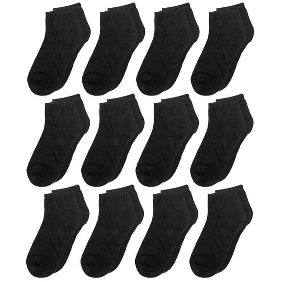 12-Pack Assorted Colors Women's Ankle Socks Size 9-11 Black