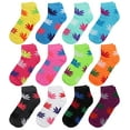 thumbnail image 1 of 12-Pack Assorted Colors Women's Ankle Socks Size 9-11 Leaves #1, 1 of 2