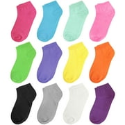 12-Pack Assorted Colors Women's Ankle Socks Size 9-11 Multicolor Solid Assorted