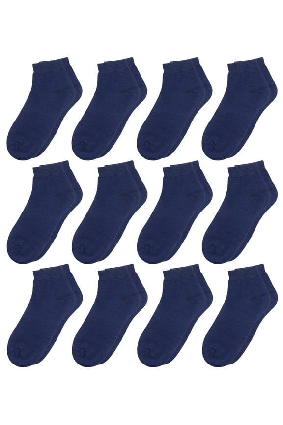 12-Pack Assorted Colors Women's Ankle Socks Size 9-11 Navy