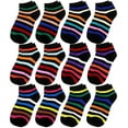 thumbnail image 1 of 12-Pack Assorted Colors Women's Ankle Socks Size 9-11 Striped #3, 1 of 2