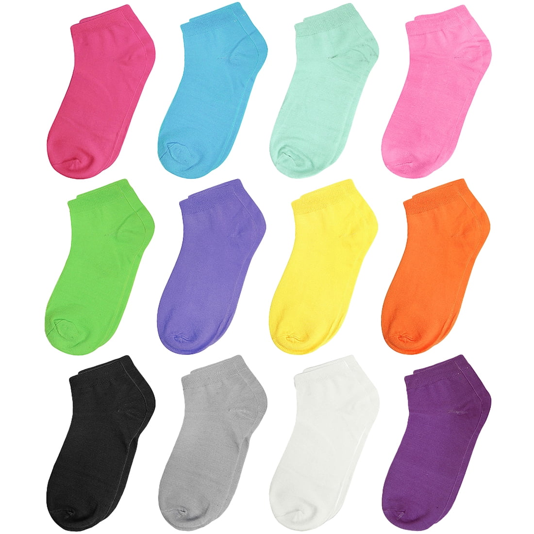 12Pack Assorted Colors Women's Novelty Ankle Socks Size 911
