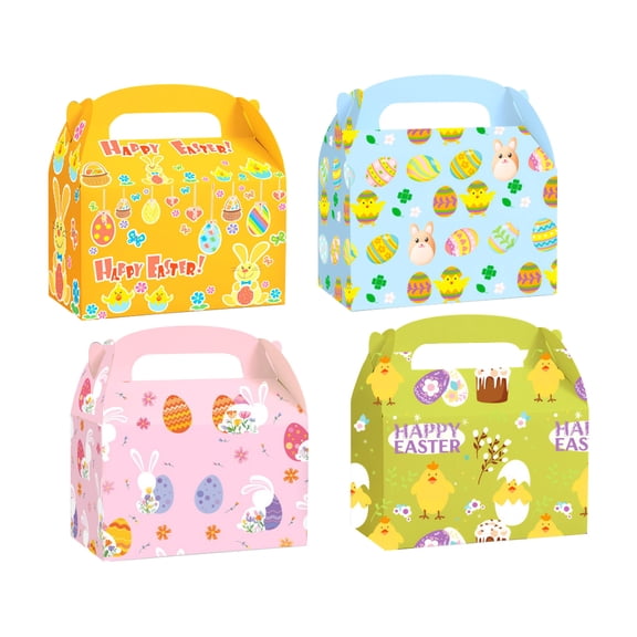 12-Pack Assorted Easter Treat Boxes - Bunny/Chick Candy Gift Containers (6.1x3.5x7in) for Kids Party Favors (A)