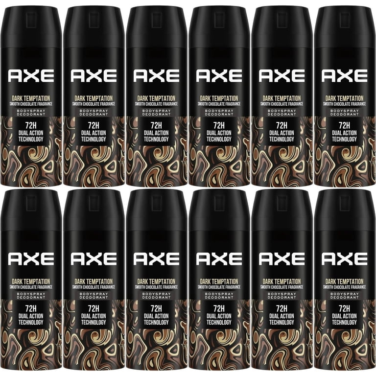 Axe Dark Temptation Deodorant Body Spray for Men, 72 Hr. 150ml / 5.07 Oz-12 Pack