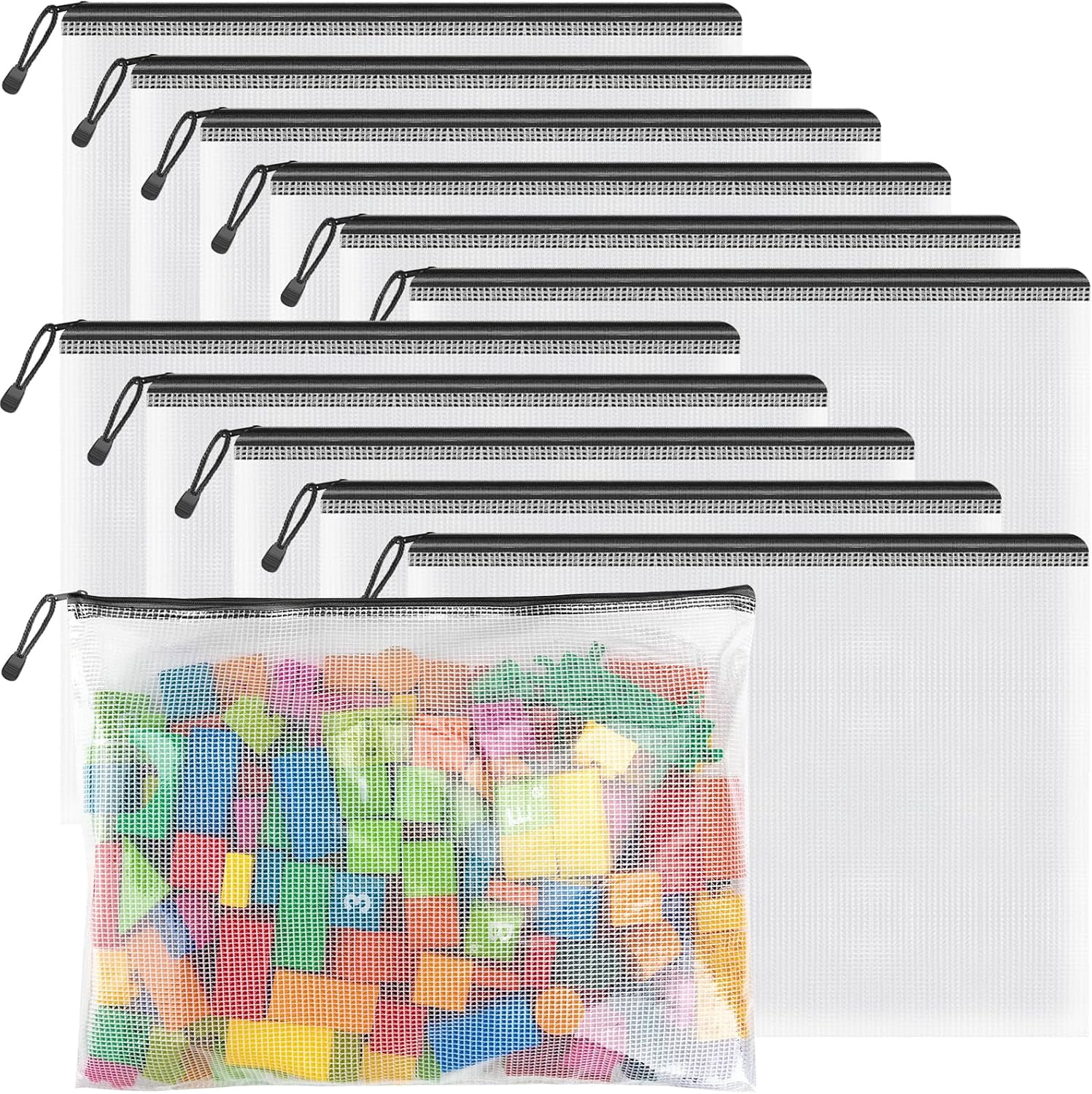 Mesh File Hanger 12 Pack B4 Black Mesh Zipper Bags, File Organizer Pouch for Storage ...