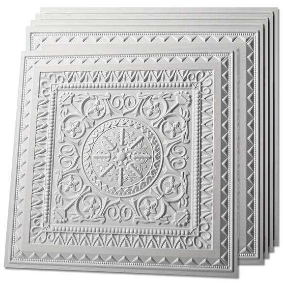 12-Pack BIBEARBIBEAR 3D Wall Panels, PVC Drop Ceiling Tiles, Glue Up Plastic Sheets for Home & Kitchen, 2'x2' (48 Sq.ft)