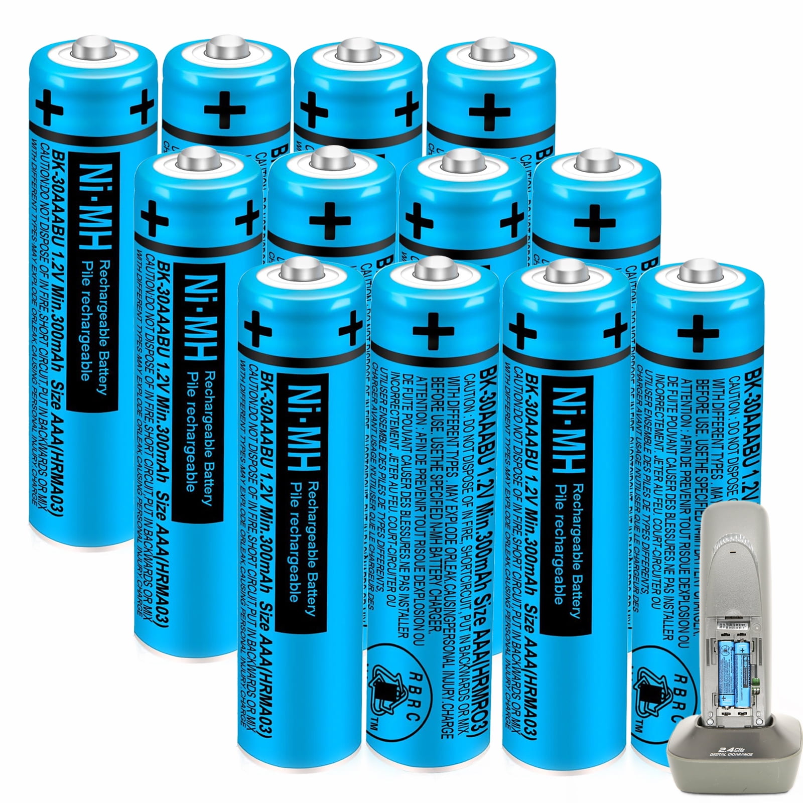 12 Pack BK-30AAABU NI-MH AAA Rechargeable Batteries 300mah Battery 1.2V for Panasonic Cordless Phones,Remote Controls,Electronics