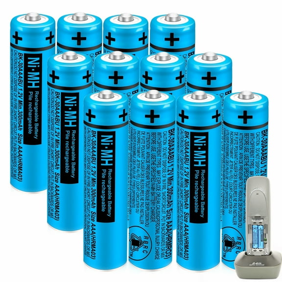 12 Pack BK-30AAABU NI-MH AAA Rechargeable Batteries 300mah Battery 1.2V for Panasonic Cordless Phones,Remote Controls,Electronics