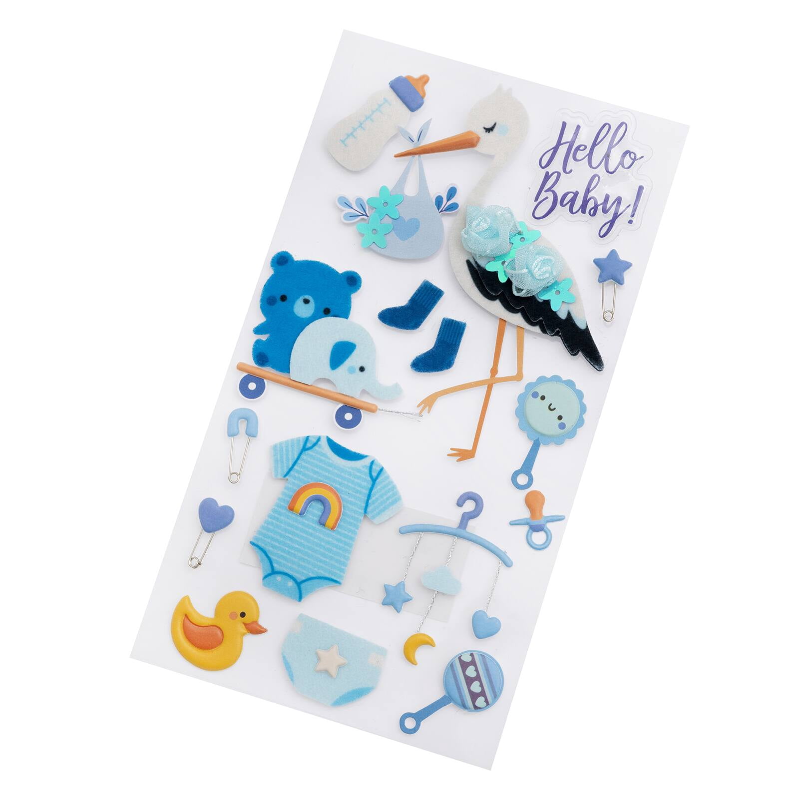 Recollections Baby Boy Stork Dimensional Stickers, 12 Pack