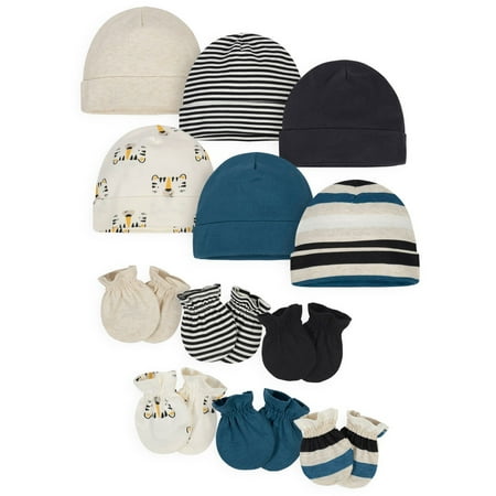 Onesies Brand Baby Boy Cap and Mitten Set, 12 Pack, Newborn - 0/6 Months