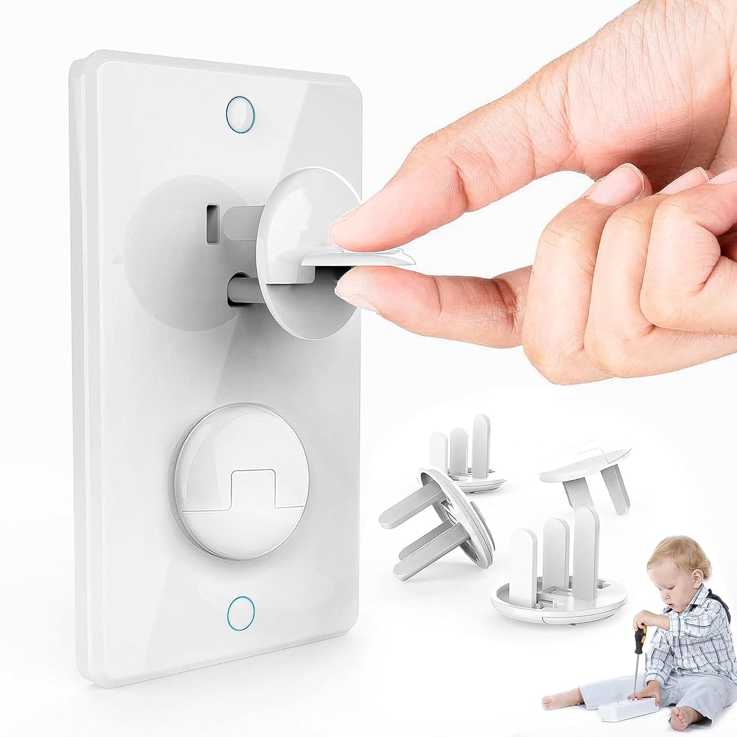 12 Pack Baby Plug Socket Covers Child Safety Plug Covers White