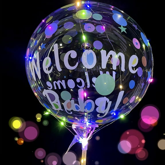 (12 Pack) Baby Shower Light Up Bubble Balloon Gender Reveal Party Pink Blue Decorations LED Flashing Glow Clear Balloons