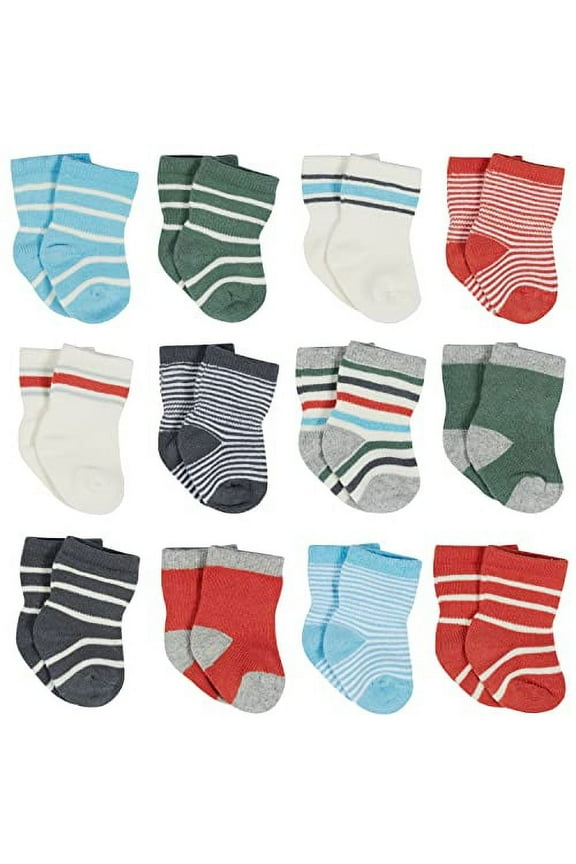 12-Pack Baby & Toddler Boys Unbearably Cute Jersey Crew Wiggle Proof® Socks