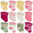 thumbnail image 1 of 12-Pack Baby & Toddler Girls Floral Fox Jersey Crew Wiggle Proof® Socks, 1 of 8