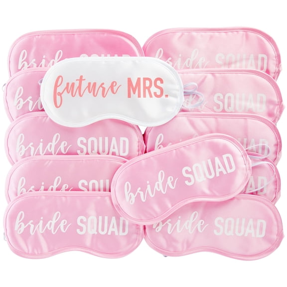 12 Pack Bachelorette Party Favors Eye Mask Set with "Future Mrs" and "Bride Squad" Accessories Masks for Sleeping, Sleepover Party (4 x 8 In)