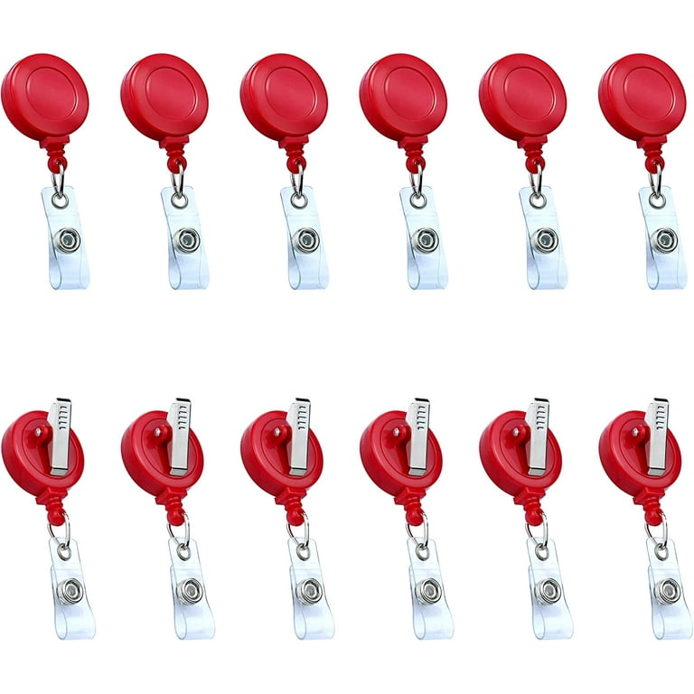 12 Pack Badge Reels Retractable Badge Holder with Clip, Id Clips
