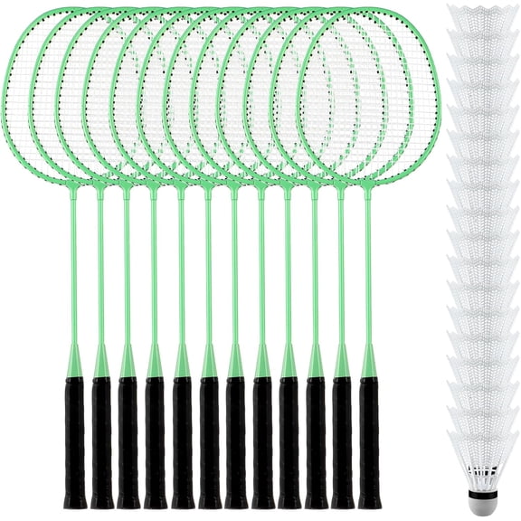 12-Pack Badminton Rackets Set with 18 Nylon Shuttlecocks for Beginners and Advanced Players, Ideal for Backyard, Gym, Beach, and Outdoor Use