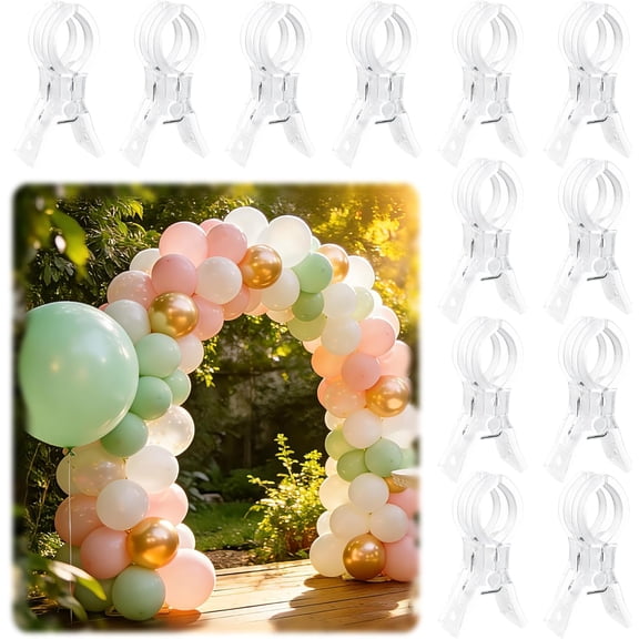 12 Pack Balloon Arch Clips for Backdrop | Plastic Transparent Spring Clamps | 3.5 Inch Heavy Duty Clip for Backdrop Stand | Birthday Wedding Decoration | Photography Studio | Crafts | Clothing