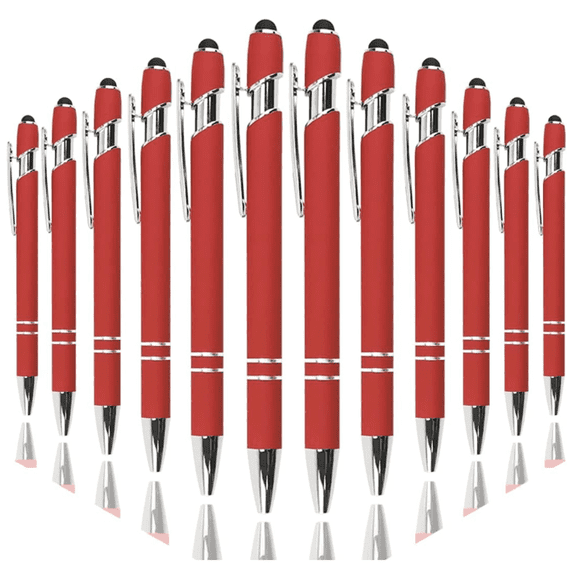 12 Pack Ballpoint Pen 2-in-1 Stylus Retractable Ballpoint Pen with Stylus tip, Metal Stylus Pen for Touch Screens, 1.0 mm Black Ink