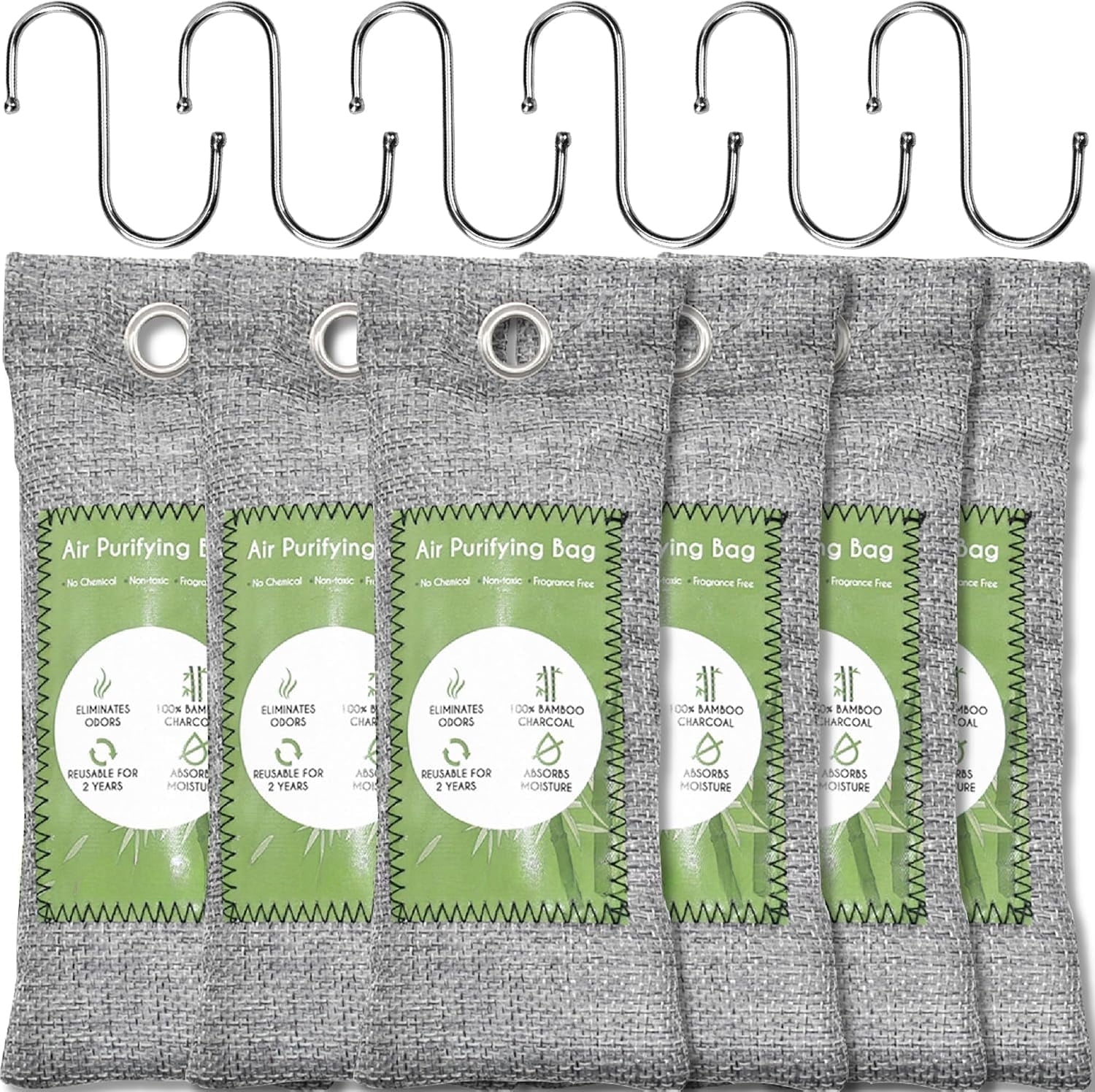 Bamboo Air Purifying Bag, Activated Charcoal Bags Odor Absorber