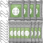 12 Pack Bamboo Charcoal Air Purifying Bag, Activated Charcoal Bags Odor Absorber, Moisture Absorber, Natural Car Air Freshener, Shoe Deodorizer, Odor Eliminators For Home, Pet, Closet (8x50g, 4x200g)